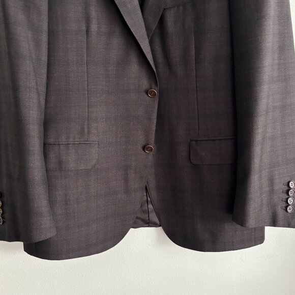 $1800 Canali Brown Check Wool Sport Coat / Blazer Surgeon’s Cuffs- 42 - Picture 4 of 12